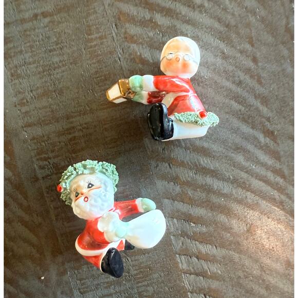 Vtg Napcoware Santa & Mrs Claus Christmas Candle Climbers Huggers Spaghetti - Picture 4 of 6